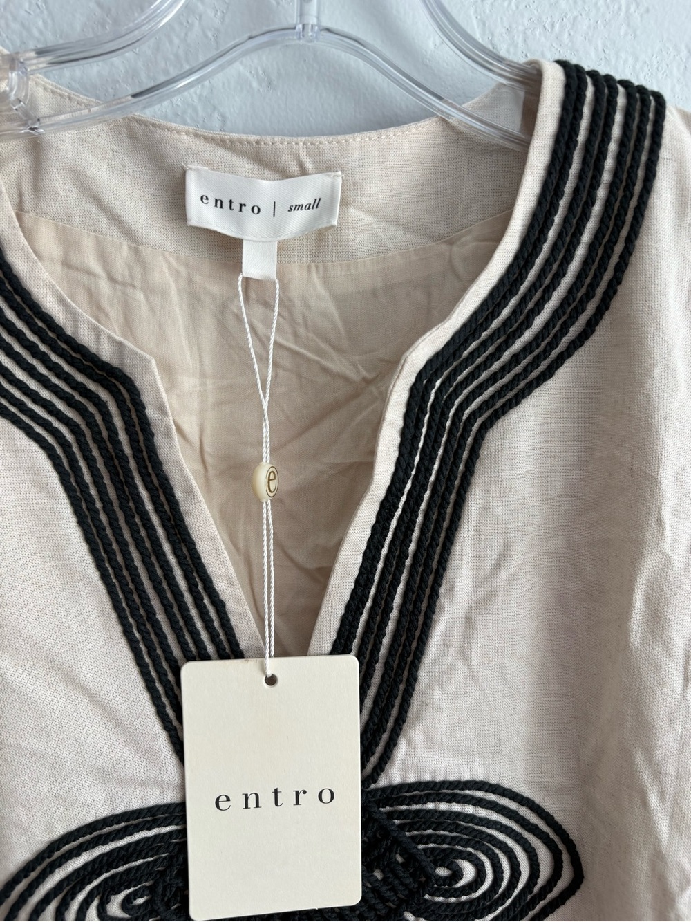 ❤️NEW entro Beige Maxi Caftan Dress with Black Embroidered Trim - Picture 4 of 15